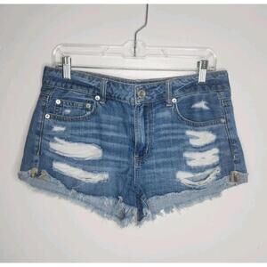 American Eagle  Outfitters AEO Tomgirl Shortie Distressed Jean Shorts Sz 6